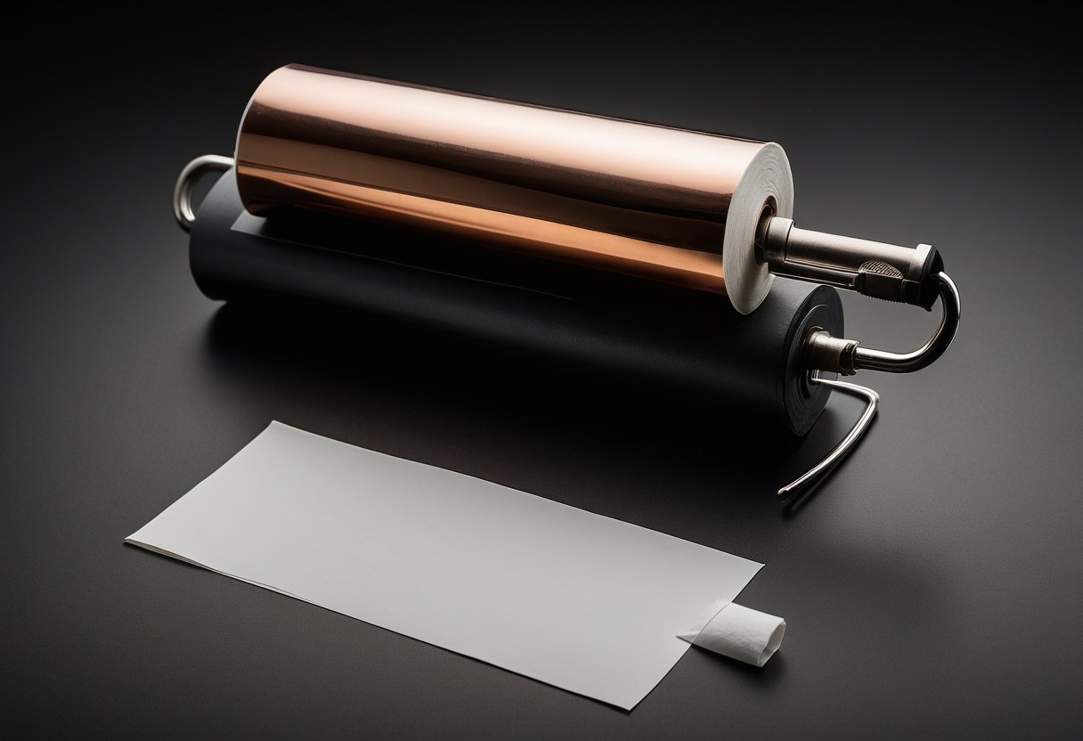 Stainless steel table with white paper roll under bright overhead lighting, creating sharp shadows.